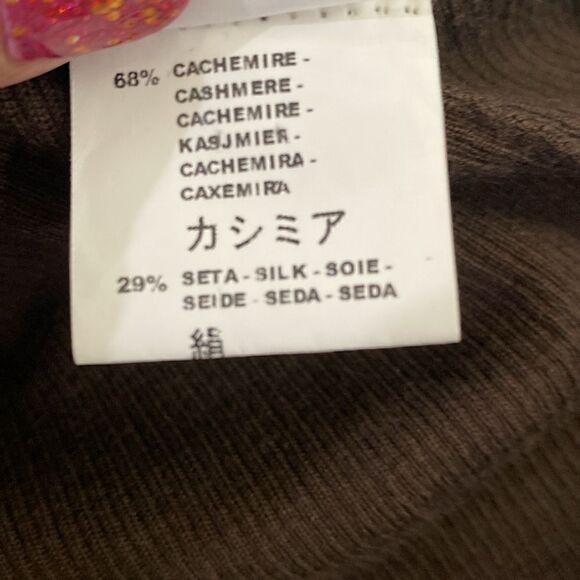 Designer M Missoni cashmere silk deep v brown soft sweater ruched tie sleeve - Picture 8 of 13